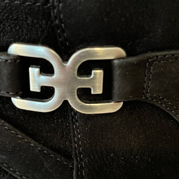 Sam‎ Edelman Morgan Black Nubuck Leather Ankle Boots Stacked Block Heel Size 11 - Picture 5 of 10